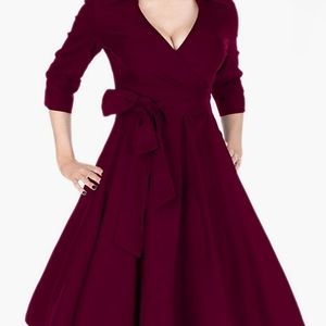 Dark red flare cocktail dress